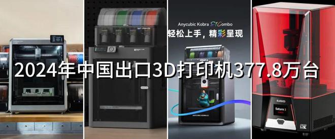 2024年中国出口3D打印机超400万台其中美国达140万台以上(图1)