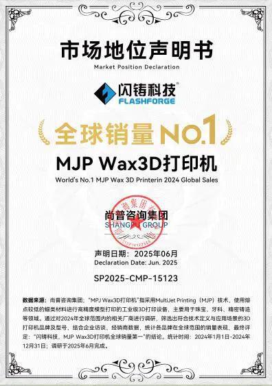 珠宝首饰行业喷蜡3D打印机之王：闪铸科技MJP系列荣获2024年度全球销量第一(图2)